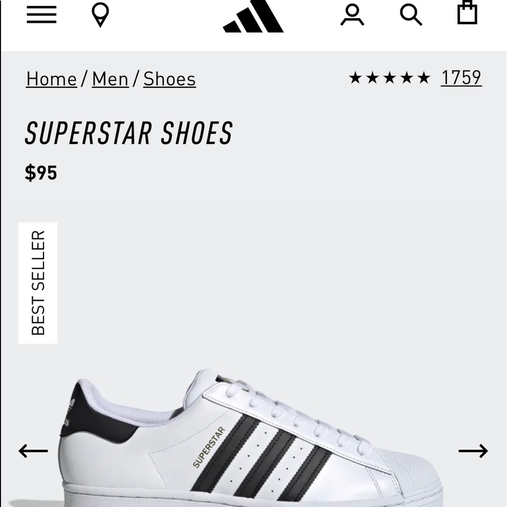 Men’s ADIDAS SUPERSTAR sneakers sz7.5